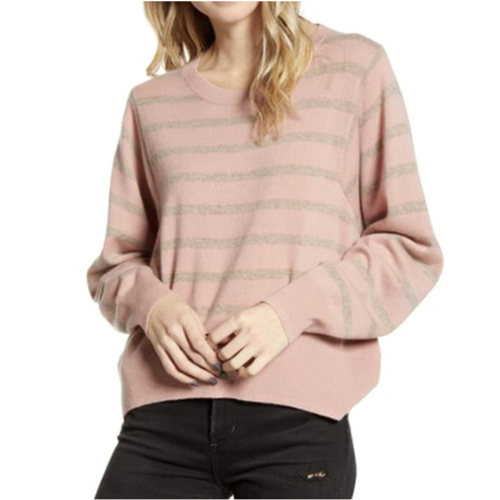 Splendid Tradewinds Striped Pullover Pink/Heather Toast, Size S​​​​​​​​​​​​